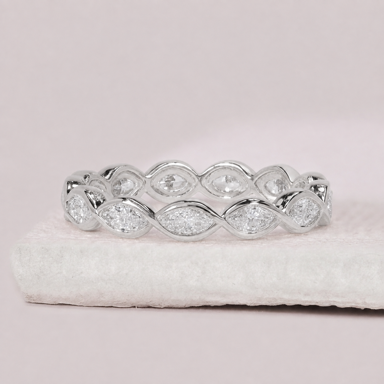 1 Ct. Lab-Grown Diamond Marquise cut Eternity Band Rings (VS-EF)