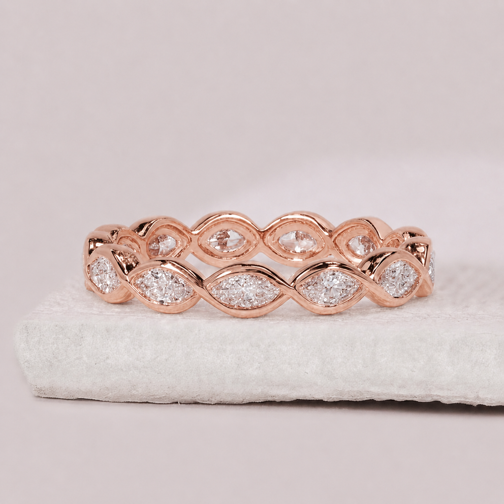 1 Ct. Lab-Grown Diamond Marquise cut Eternity Band Rings (VS-EF)