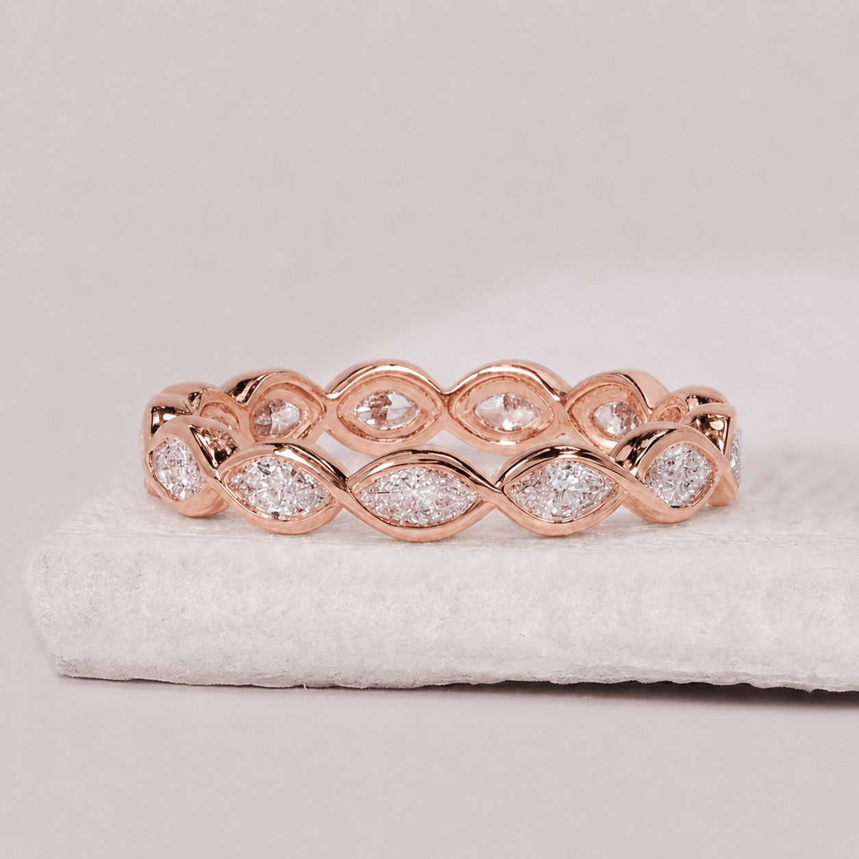 1 Ct. Lab-Grown Diamond Marquise cut Eternity Band Rings (VS-EF)