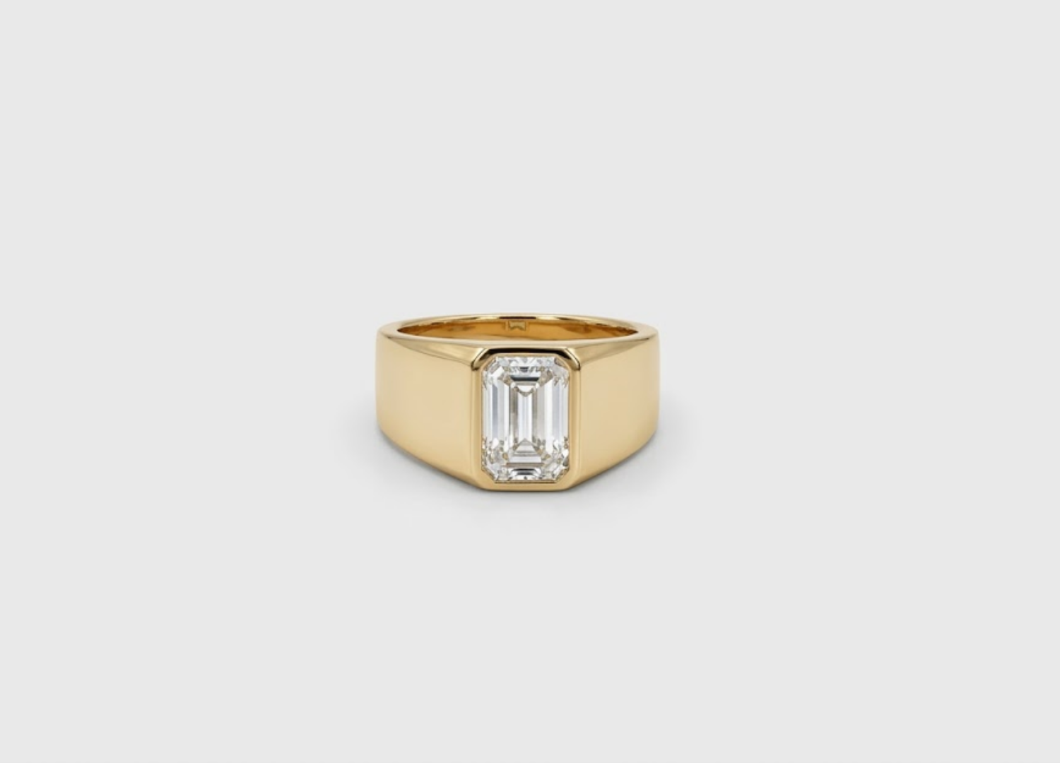 Natural Emerald Cut Diamond Ring for Men | Luxury Diamond Ring | Modern Gold Ring