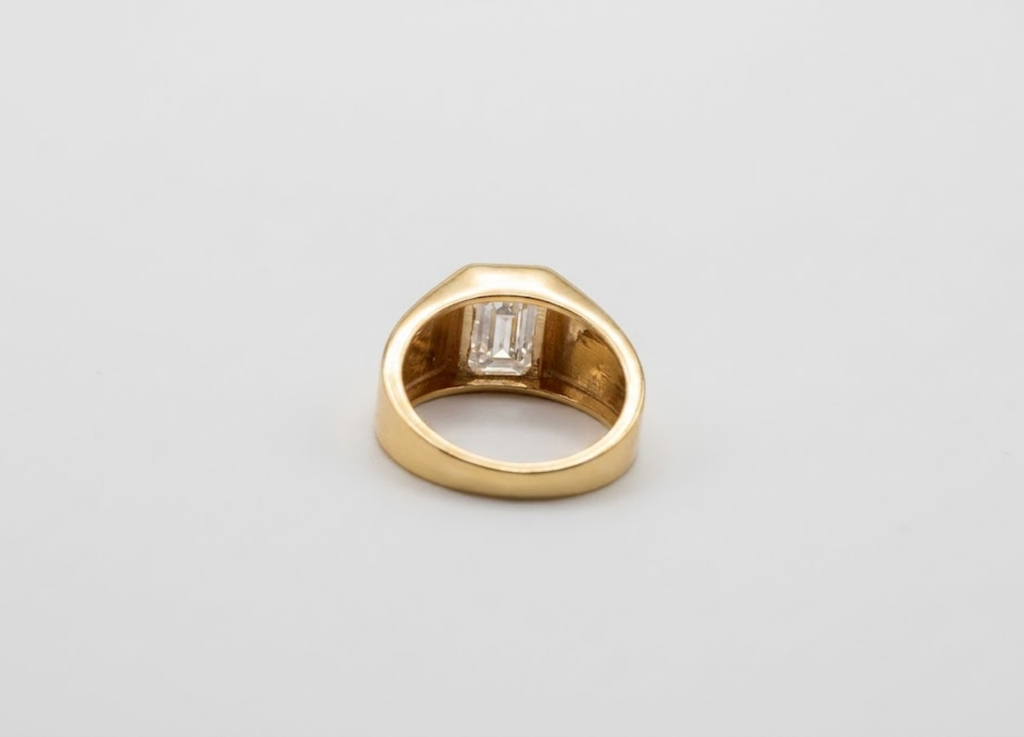 Natural Emerald Cut Diamond Ring for Men | Luxury Diamond Ring | Modern Gold Ring