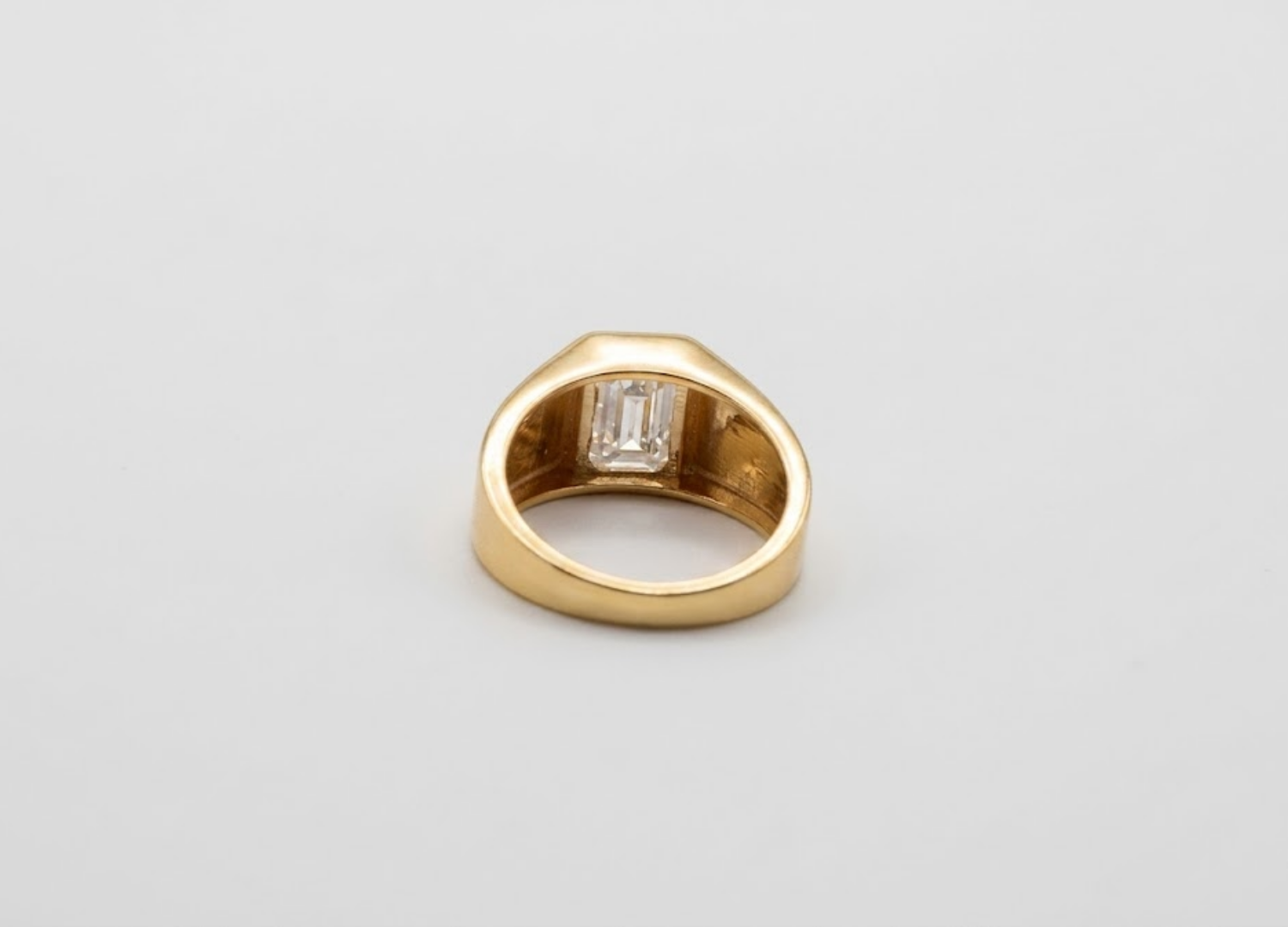 Natural Emerald Cut Diamond Ring for Men | Luxury Diamond Ring | Modern Gold Ring