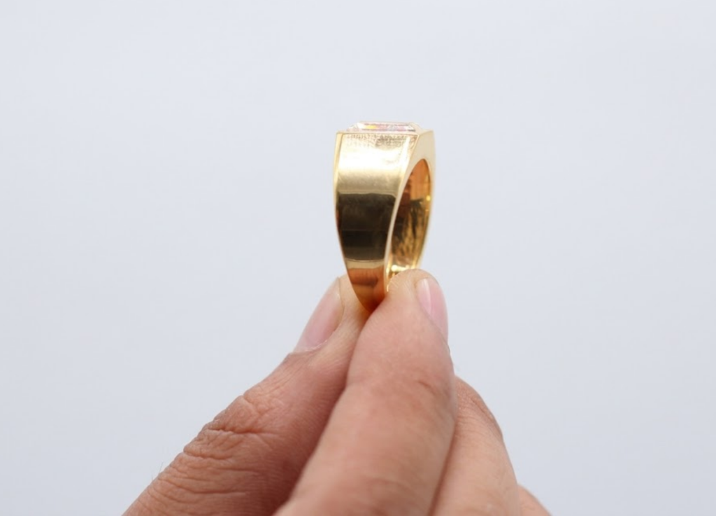 Natural Emerald Cut Diamond Ring for Men | Luxury Diamond Ring | Modern Gold Ring