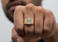 Natural Emerald Cut Diamond Ring for Men | Luxury Diamond Ring | Modern Gold Ring