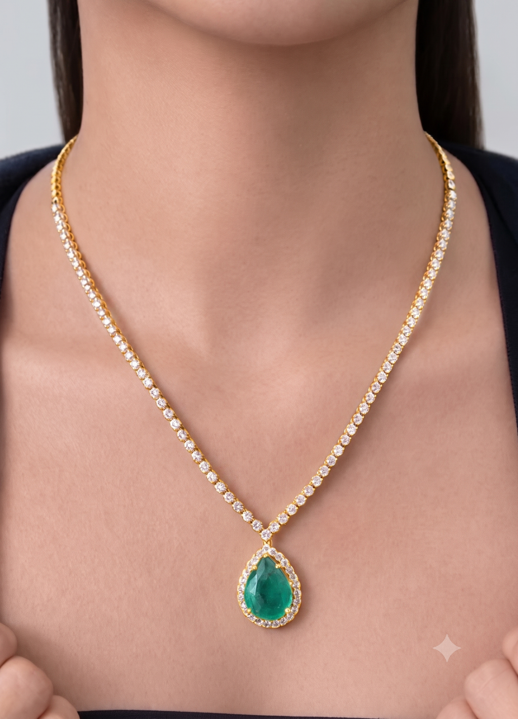 18.00tcw  (VS-EF) Lab-Grown Diamond Emerald Necklace for Women