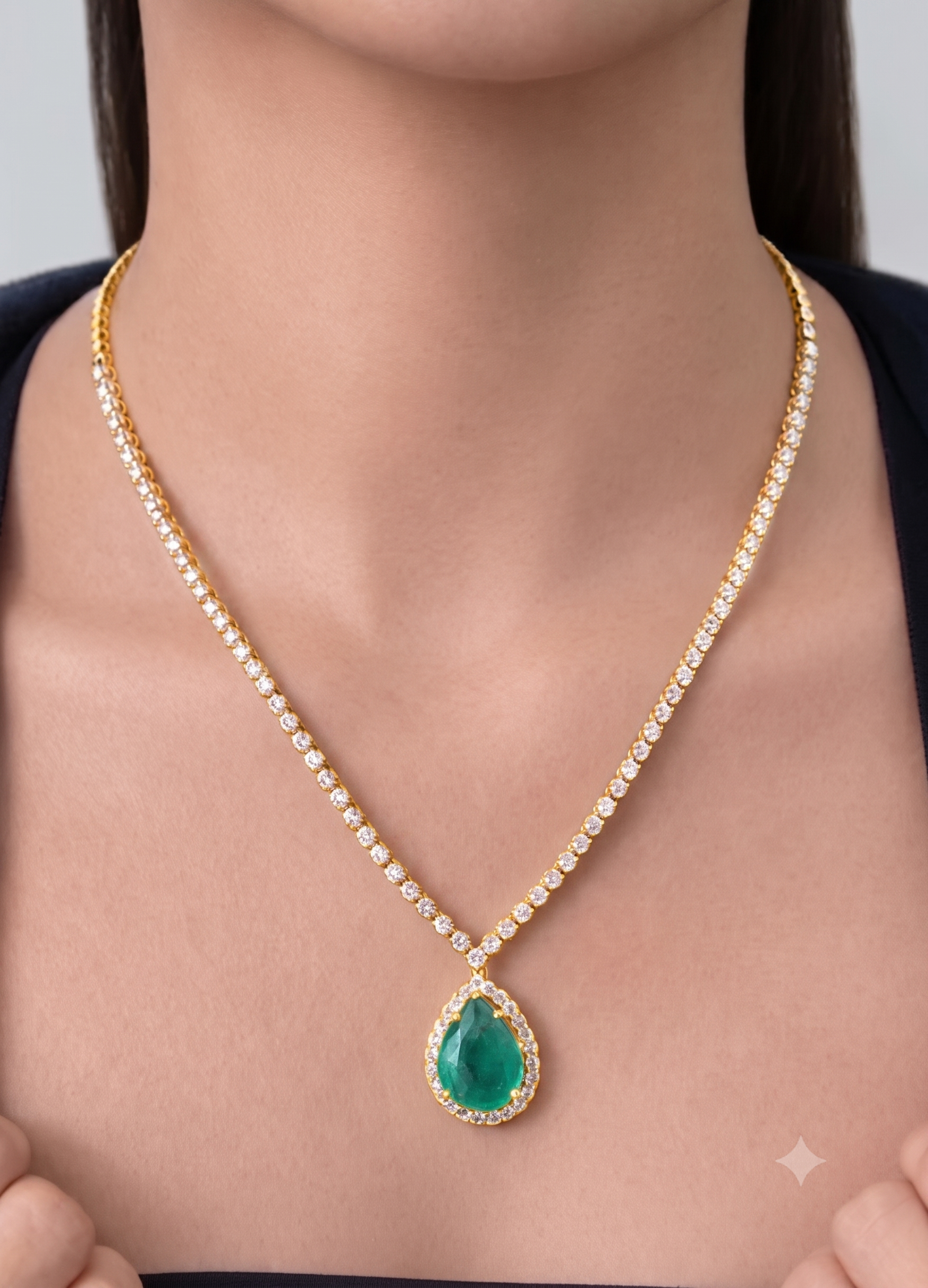 18.00tcw  (VS-EF) Lab-Grown Diamond Emerald Necklace for Women