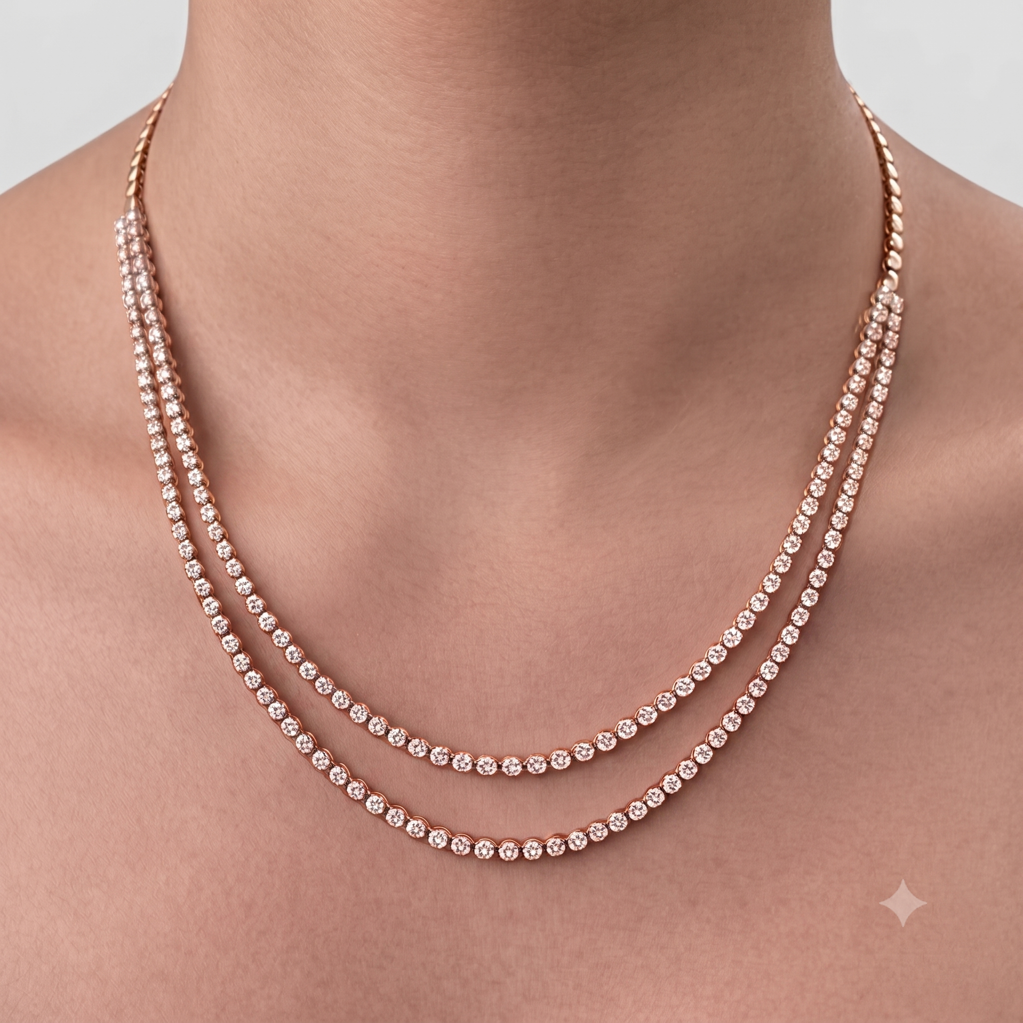 Double Layer Natural Diamond Necklace for Women | Luxury Diamond Necklace | Fine Diamond Jewelry