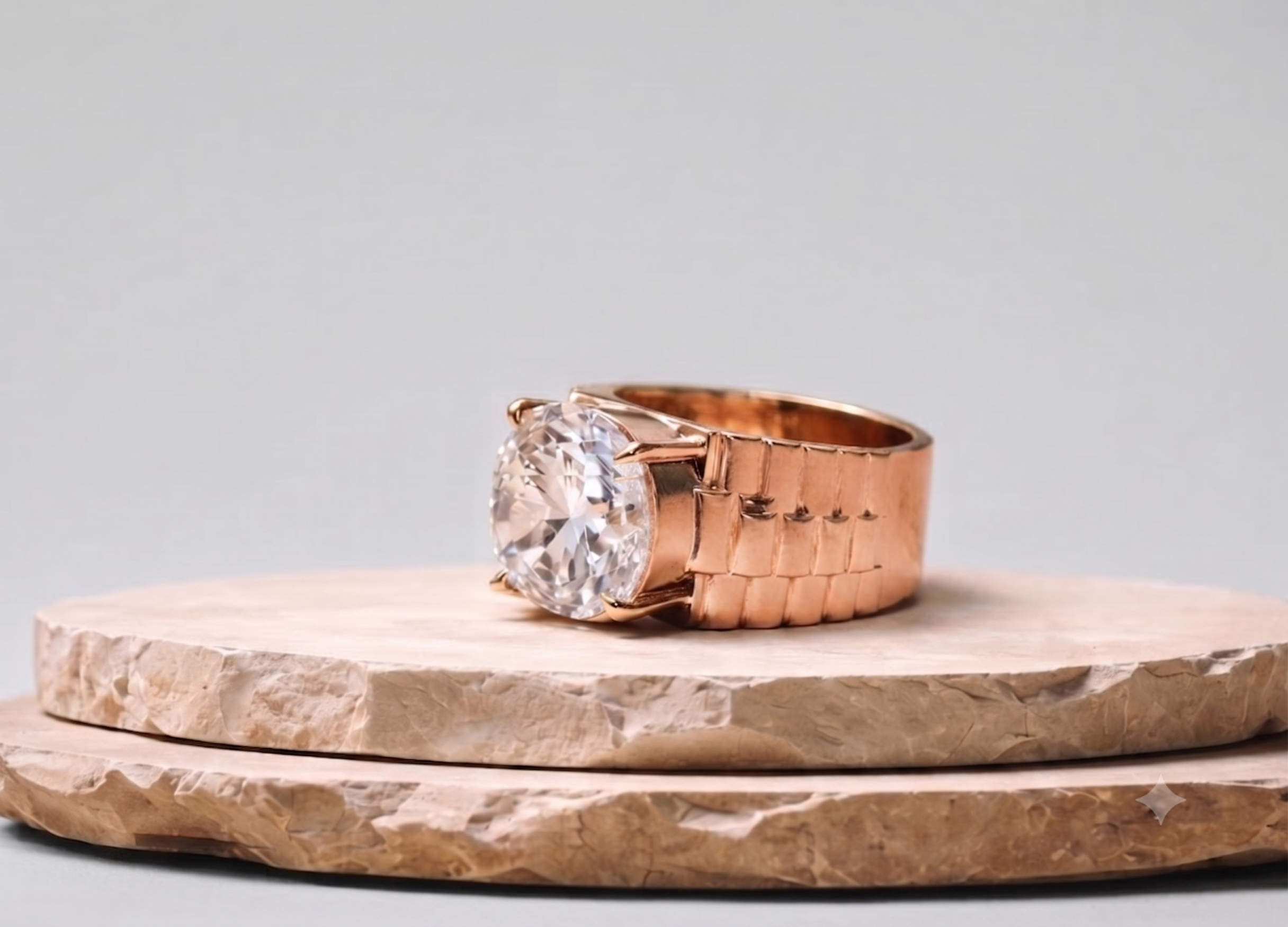 Luxury Gold Solitaire Statement Ring with Round Brilliant Stone | Fine Diamond Jewelry | Luxury Diamond Ring