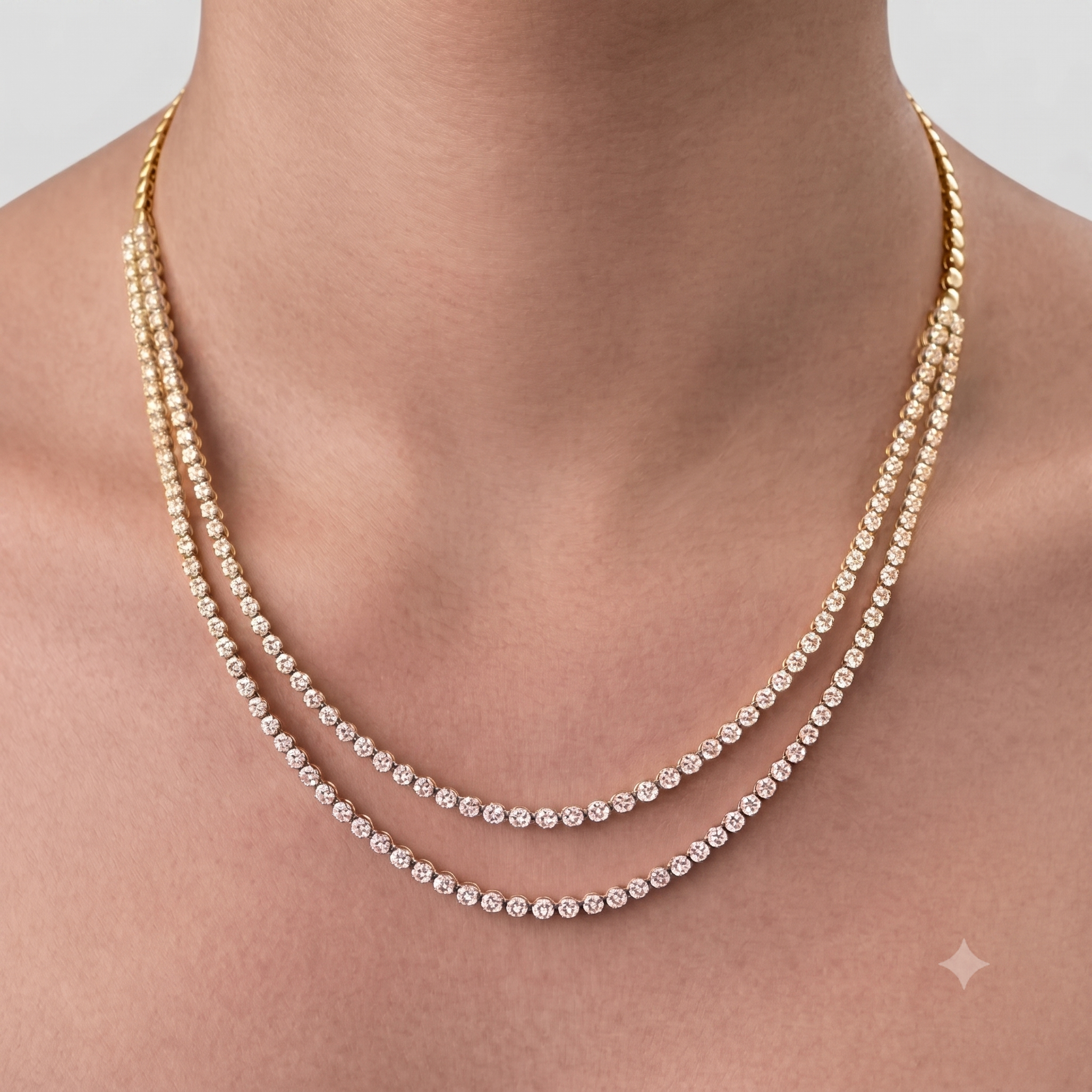 Double Layer Natural Diamond Necklace for Women | Luxury Diamond Necklace | Fine Diamond Jewelry