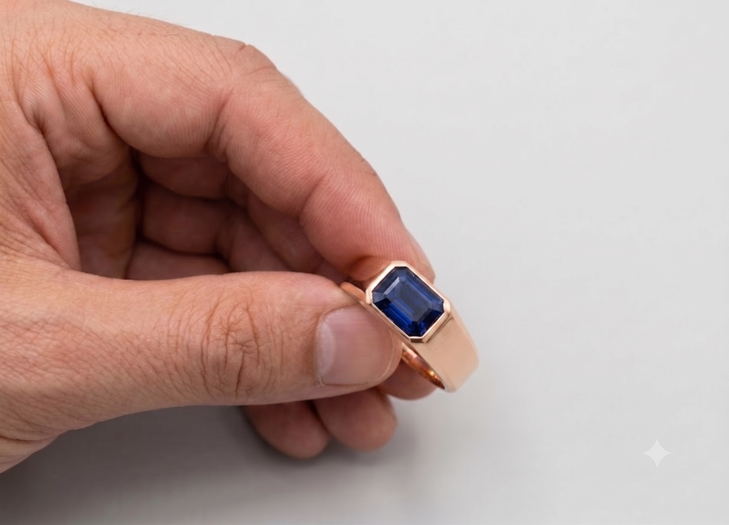 Men's Blue Sapphire Ring with Lab-Grown Diamonds
