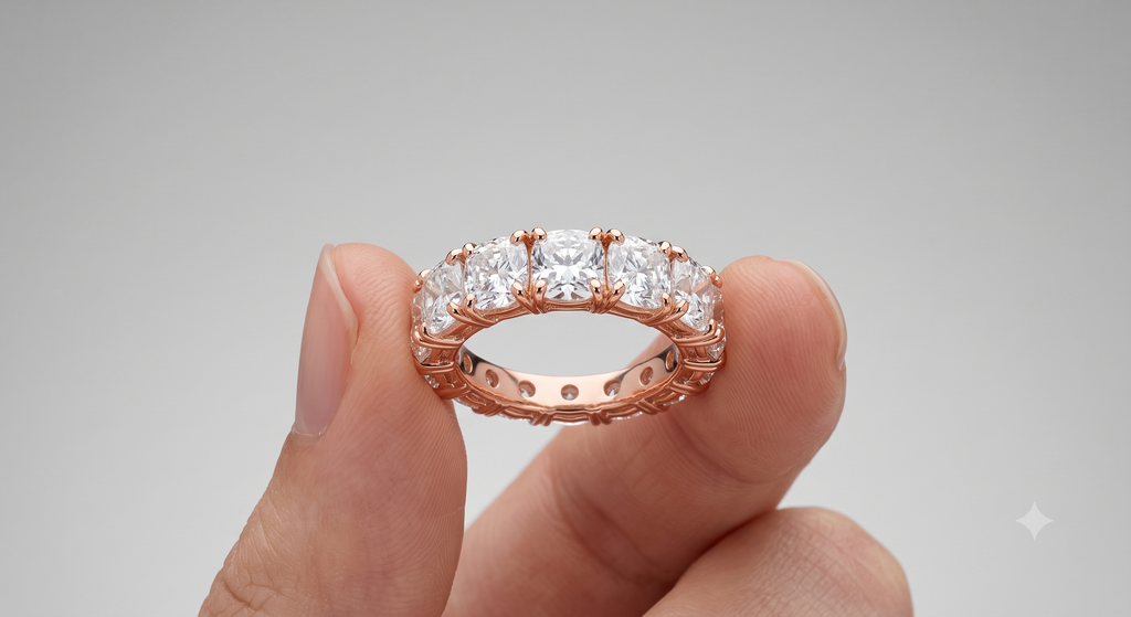 Oval Cut Diamond Eternity Band – White Gold Wedding Ring