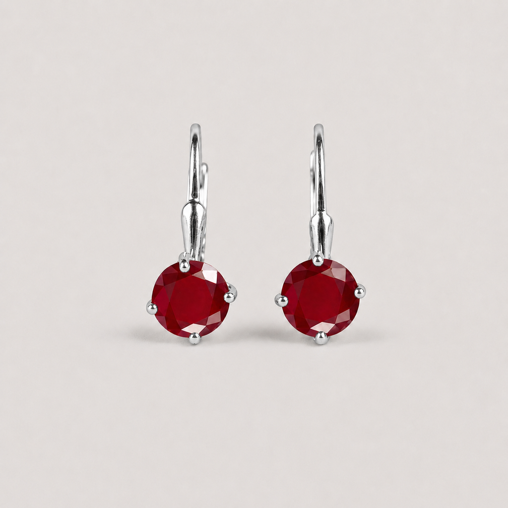 2 Ct. Round Cut Ruby Gemstone Dangle Earrings