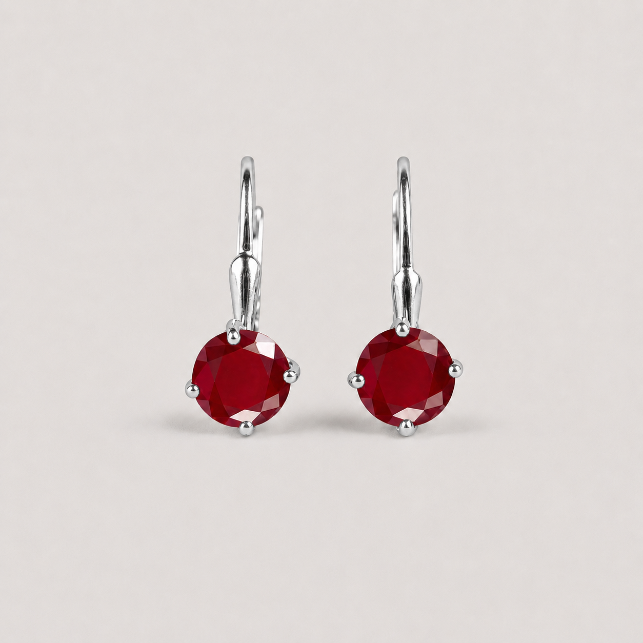 2 Ct. Round Cut Ruby Gemstone Dangle Earrings
