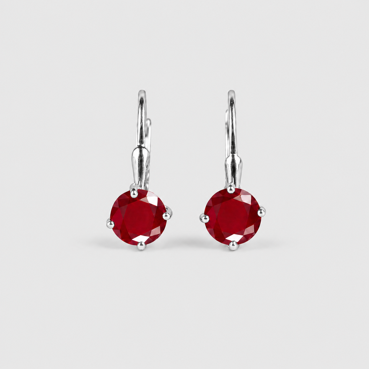2 Ct. Round Cut Ruby Gemstone Dangle Earrings