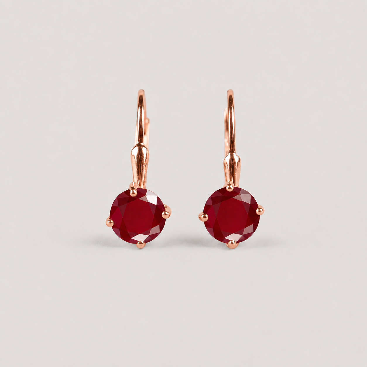 2 Ct. Round Cut Ruby Gemstone Dangle Earrings