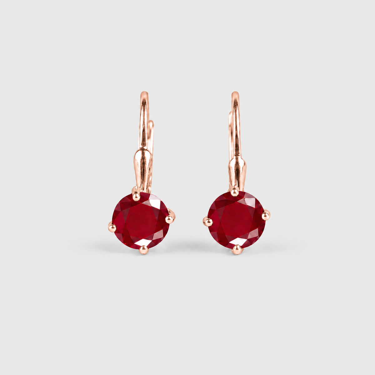 2 Ct. Round Cut Ruby Gemstone Dangle Earrings