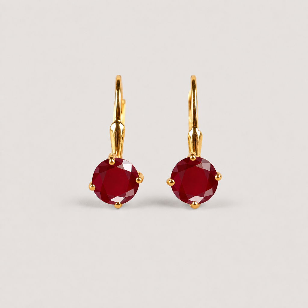 2 Ct. Round Cut Ruby Gemstone Dangle Earrings