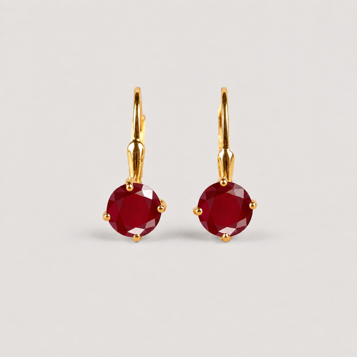 2 Ct. Round Cut Ruby Gemstone Dangle Earrings