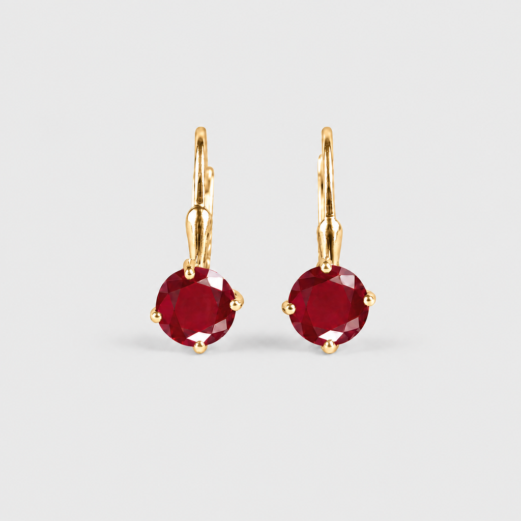 2 Ct. Round Cut Ruby Gemstone Dangle Earrings