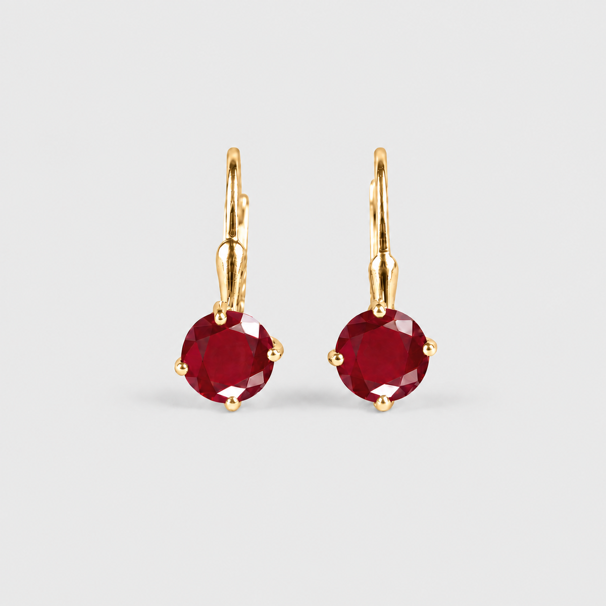 2 Ct. Round Cut Ruby Gemstone Dangle Earrings