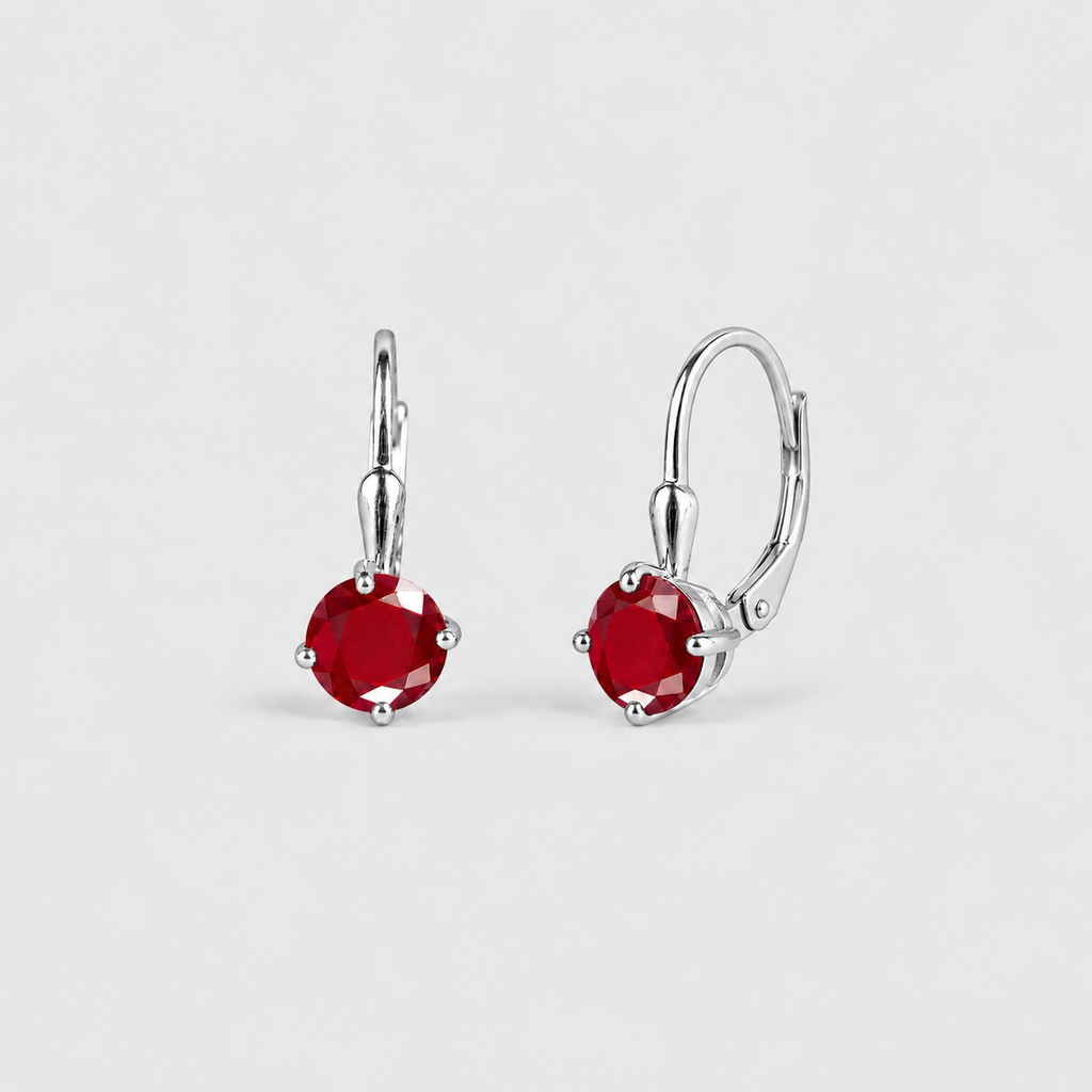2 Ct. Round Cut Ruby Gemstone Dangle Earrings