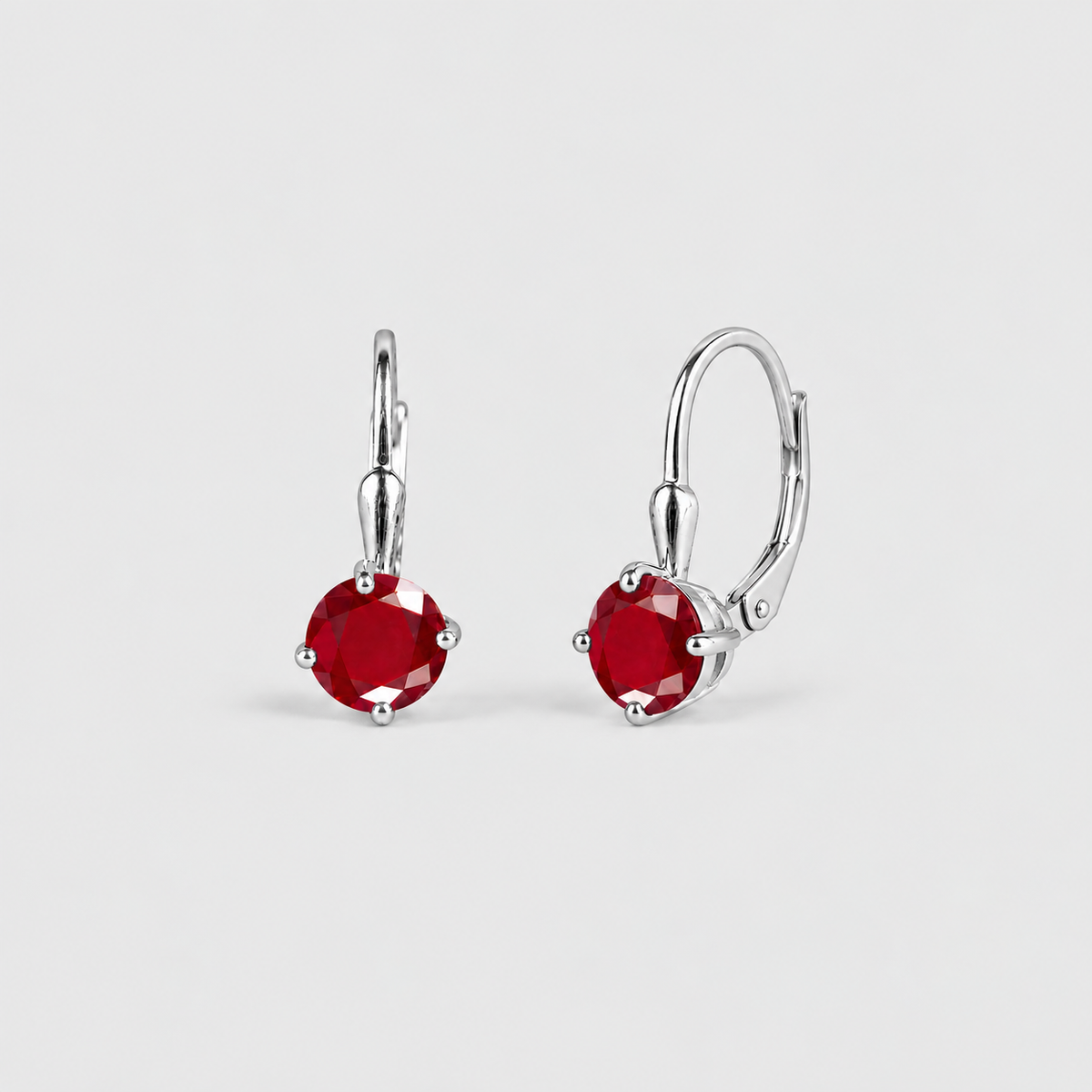 2 Ct. Round Cut Ruby Gemstone Dangle Earrings