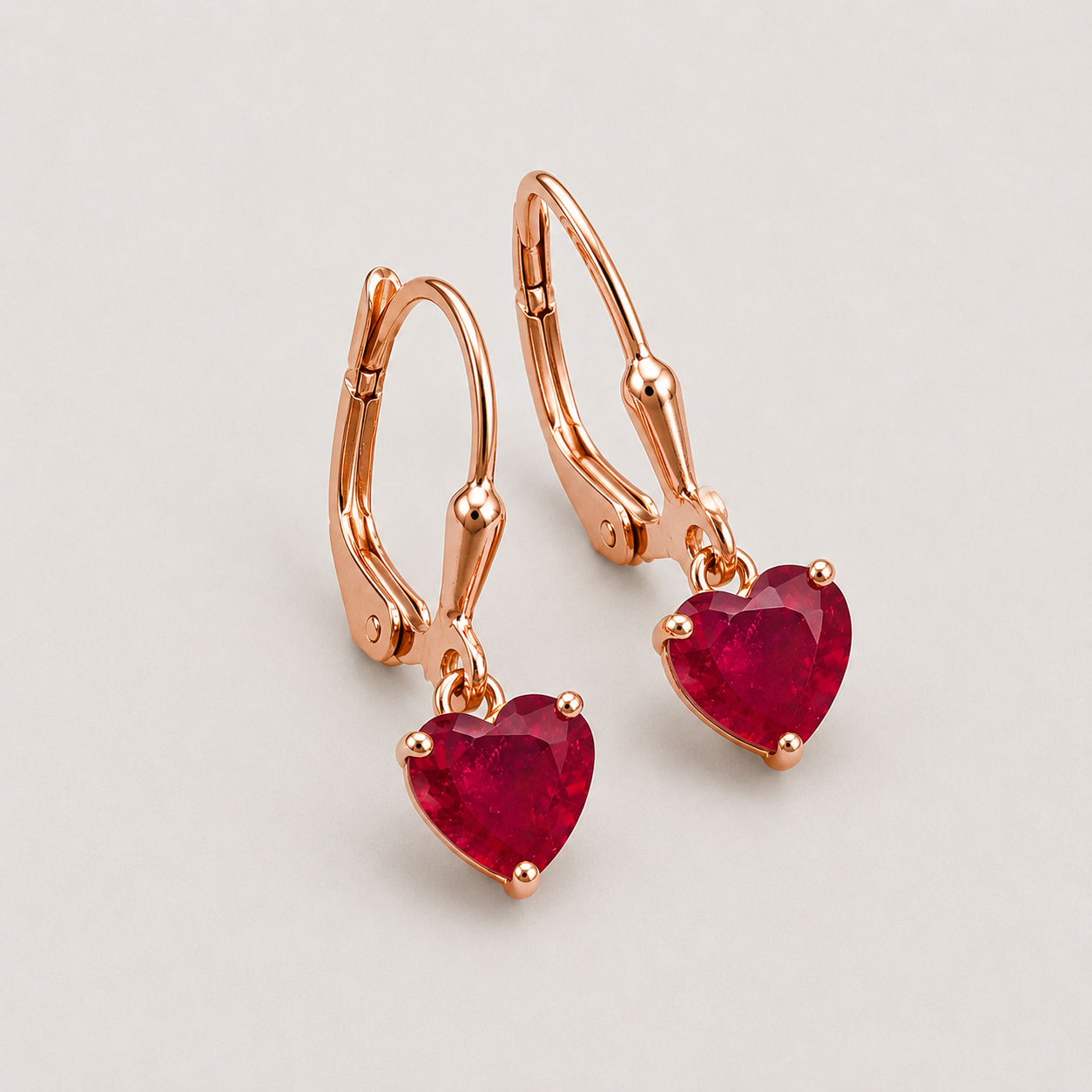 2 Ct. Heart Cut Ruby Gemstone Dangle Earrings