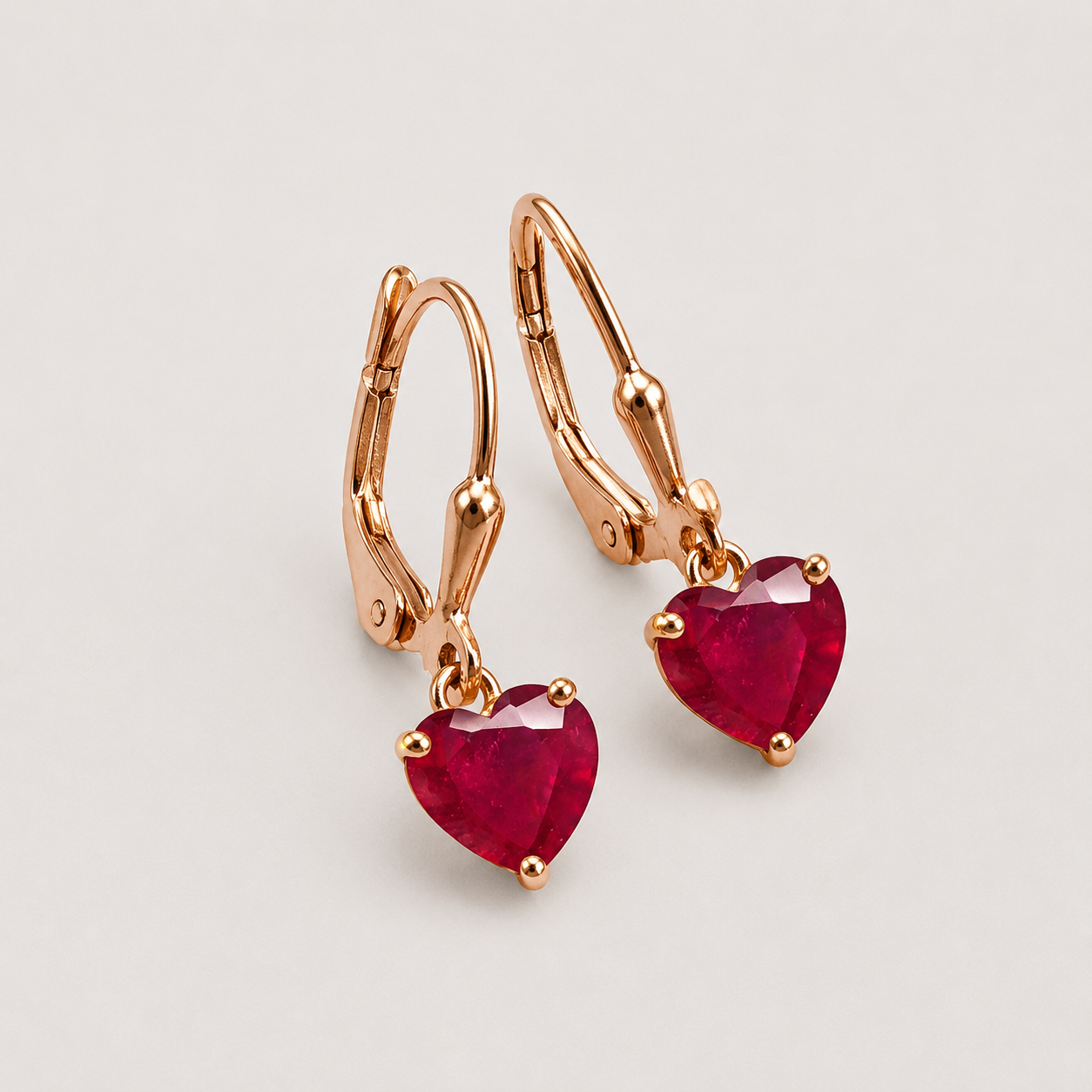 2 Ct. Heart Cut Ruby Gemstone Dangle Earrings