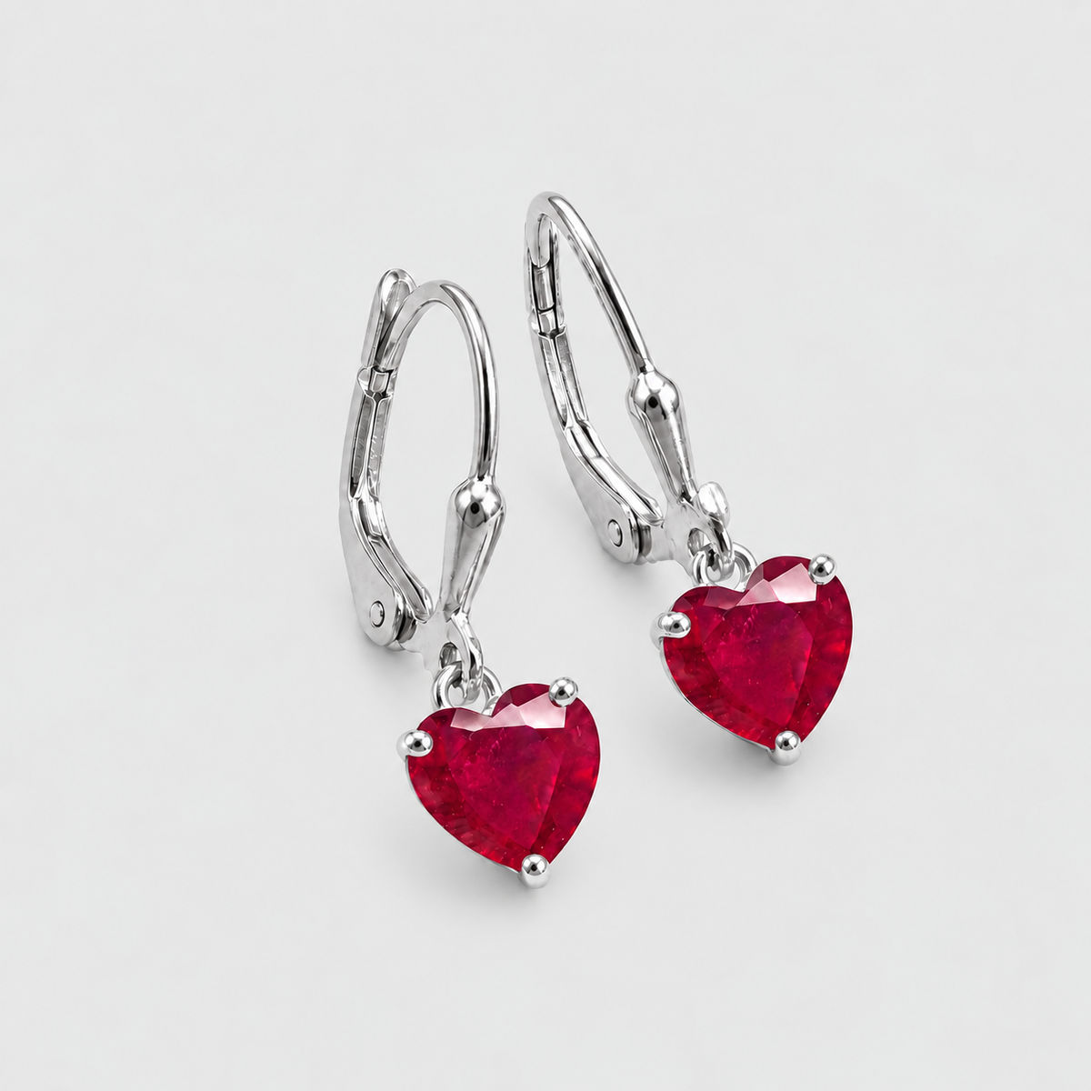 2 Ct. Heart Cut Ruby Gemstone Dangle Earrings