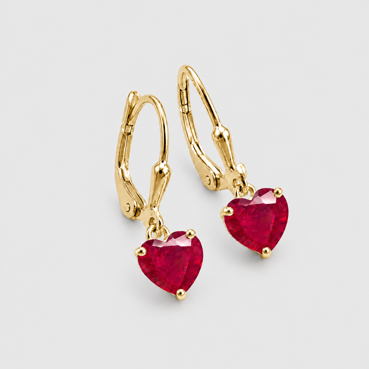 2 Ct. Heart Cut Ruby Gemstone Dangle Earrings