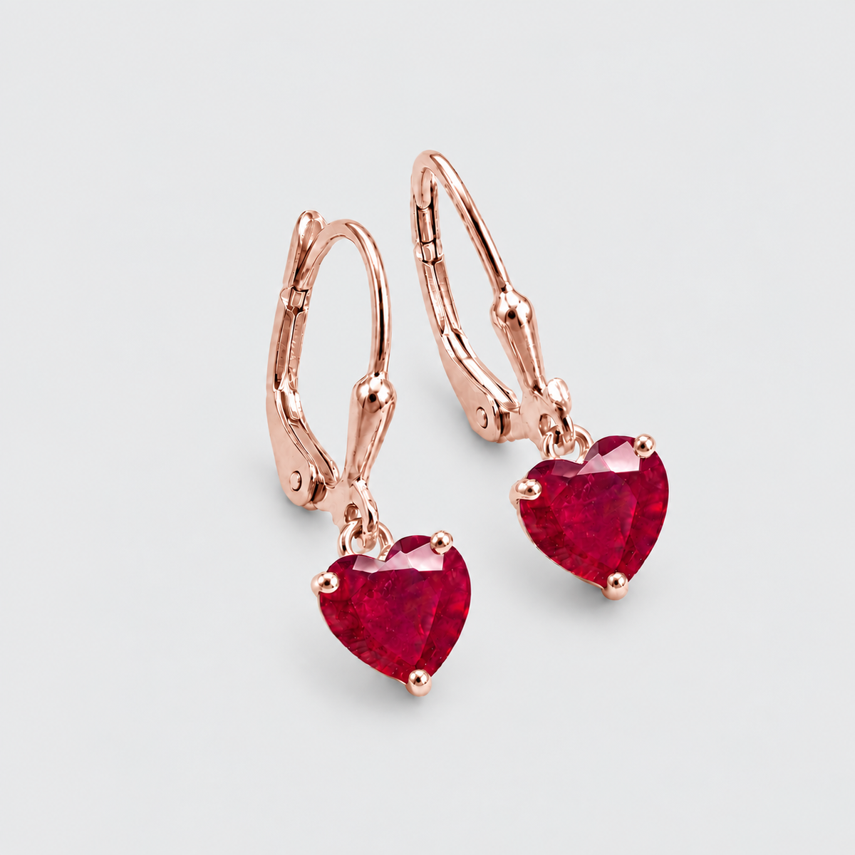2 Ct. Heart Cut Ruby Gemstone Dangle Earrings