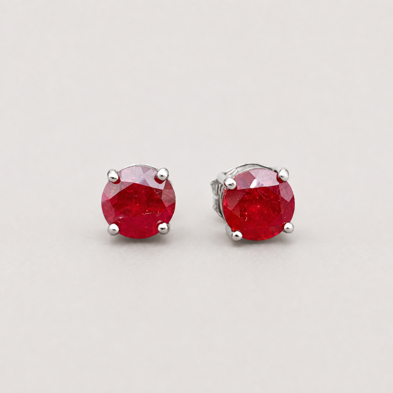 1 Ct. Round Cut Ruby Gemstone Stud Earrings
