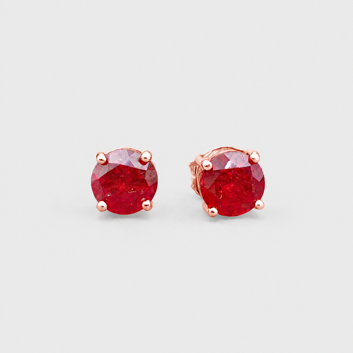1 Ct. Round Cut Ruby Gemstone Stud Earrings