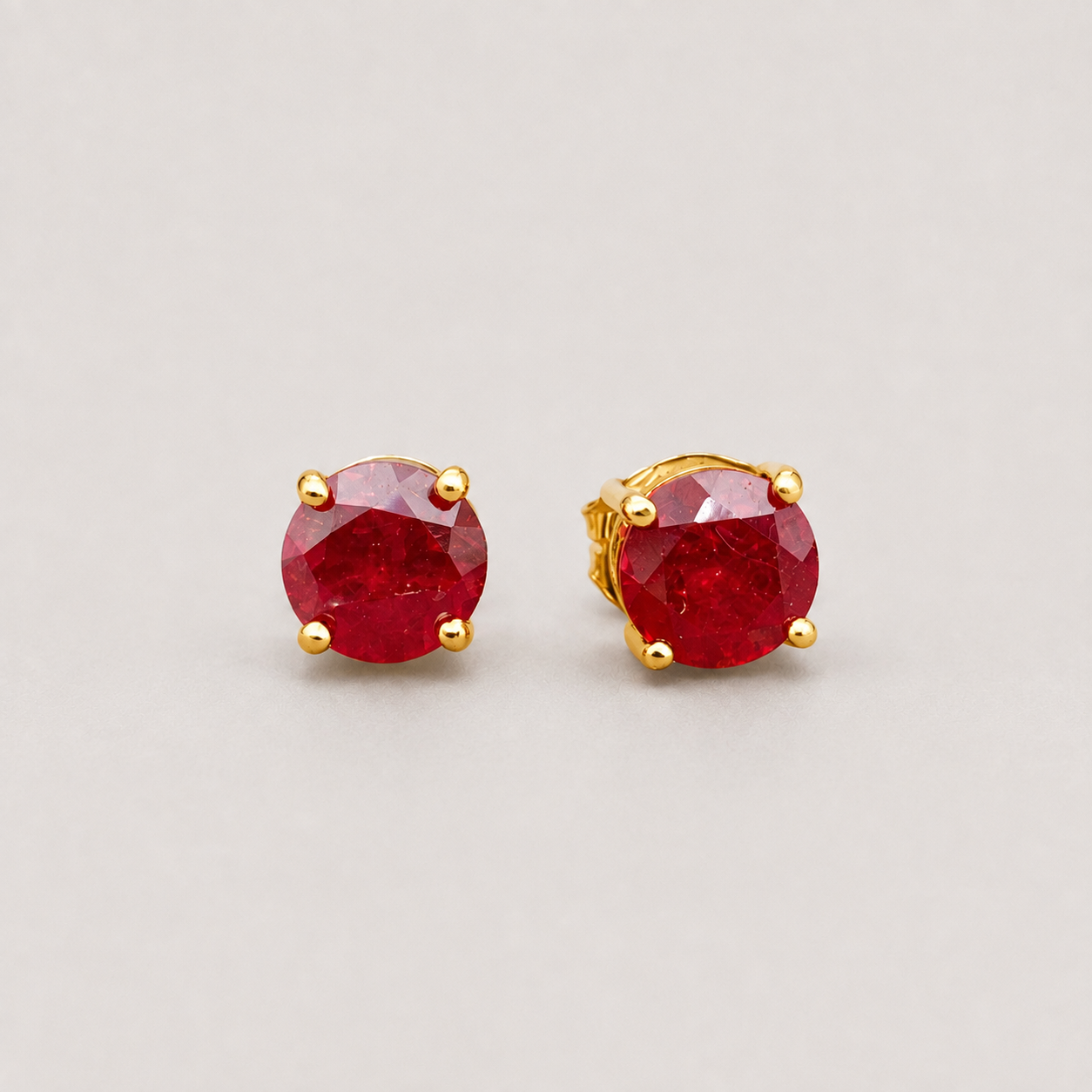 1 Ct. Round Cut Ruby Gemstone Stud Earrings