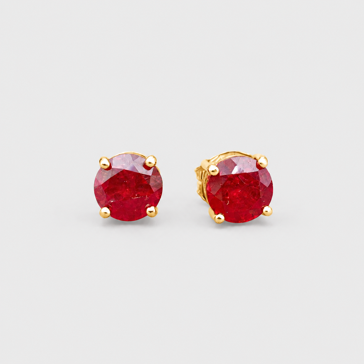 1 Ct. Round Cut Ruby Gemstone Stud Earrings