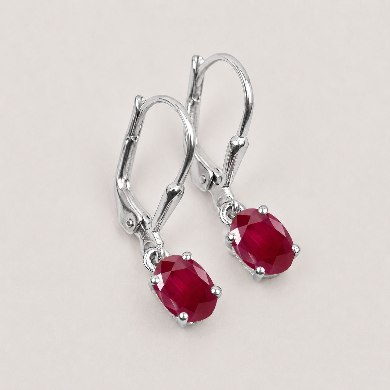 4 Ct. Ruby Gemstone Oval Cut Drop Dangle Earrings