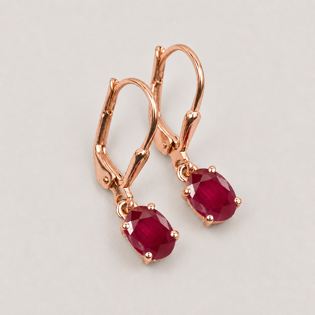 4 Ct. Ruby Gemstone Oval Cut Drop Dangle Earrings