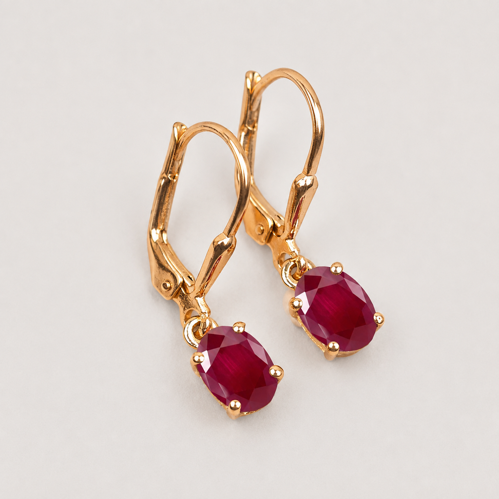 4 Ct. Ruby Gemstone Oval Cut Drop Dangle Earrings