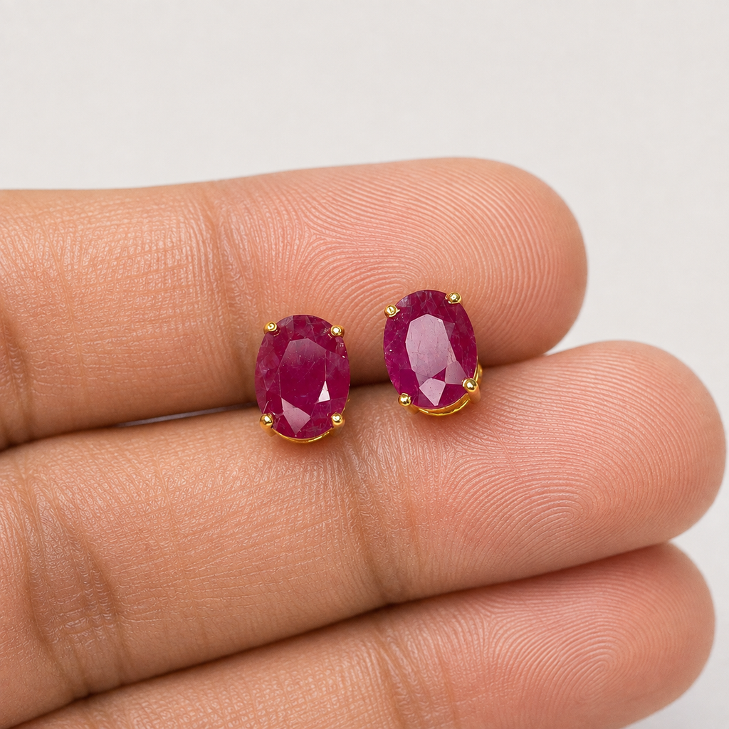 4 Ct. Ruby Gemstone Oval Cut Drop Dangle Earrings