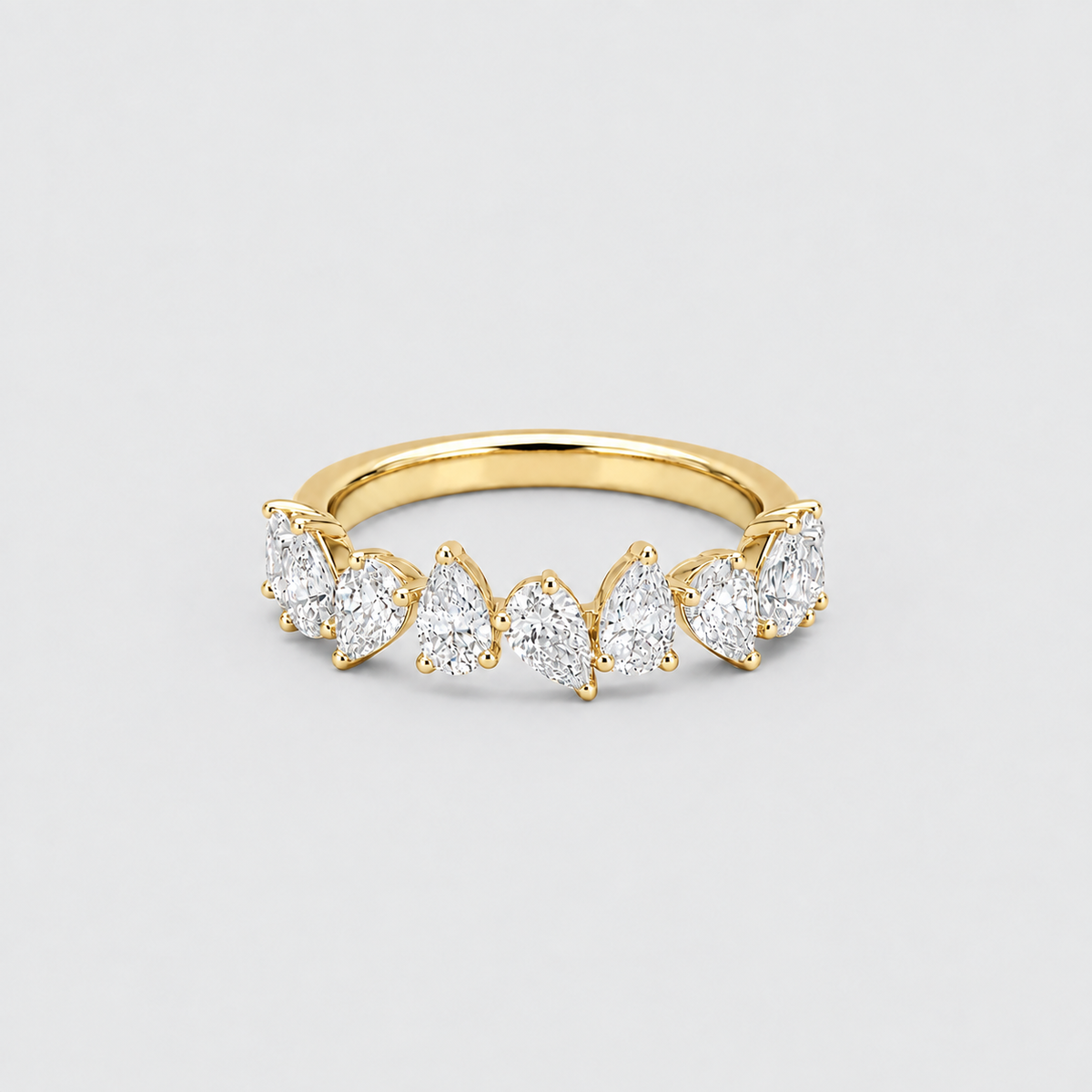 1 Ct. Lab-Grown Diamond Ring Half Eternity Pear Cut (EF/VVS-VS)