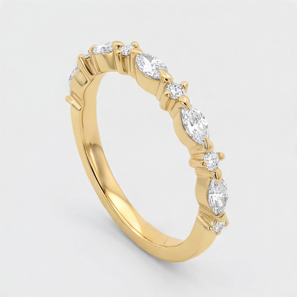Lab-Grown Diamond 0.40 Ct. Ring Half Eternity Marquise & Round Cut (VS-EF)