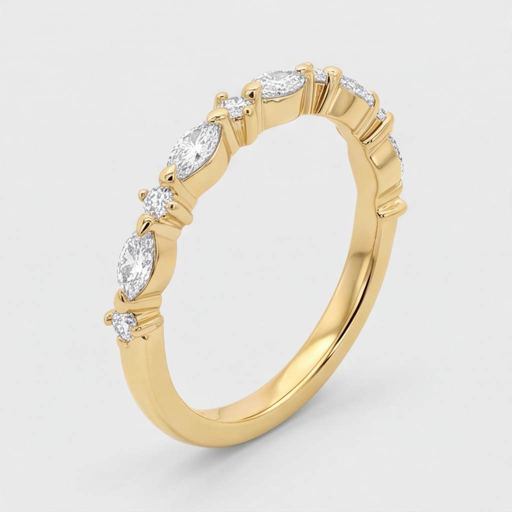 Lab-Grown Diamond 0.40 Ct. Ring Half Eternity Marquise & Round Cut (VS-EF)