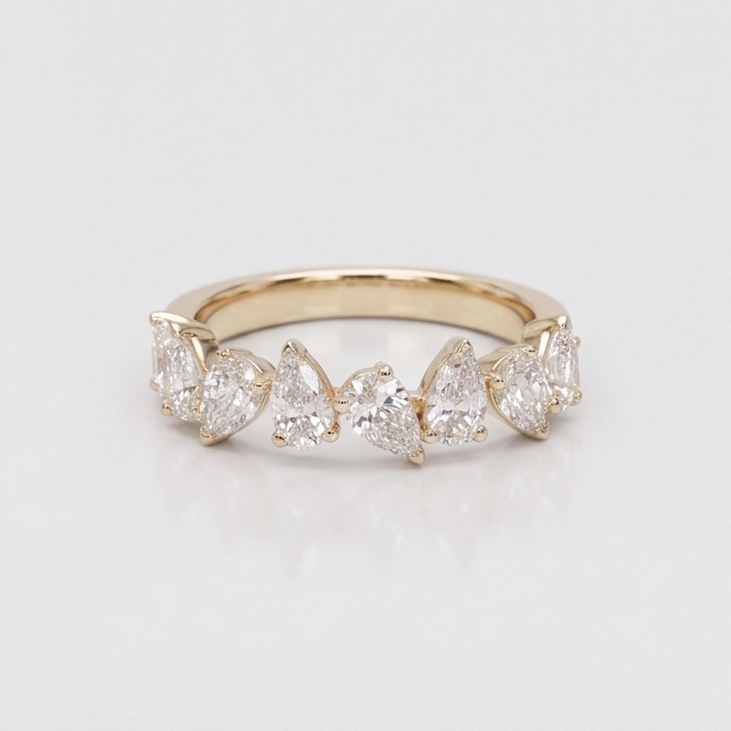 1 Ct. Lab-Grown Diamond Ring Half Eternity Pear Cut (VS-EF)