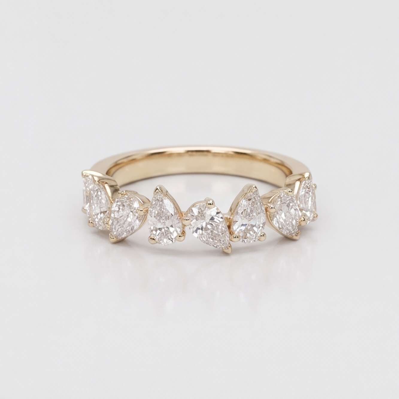 1 Ct. Lab-Grown Diamond Ring Half Eternity Pear Cut (VS-EF)