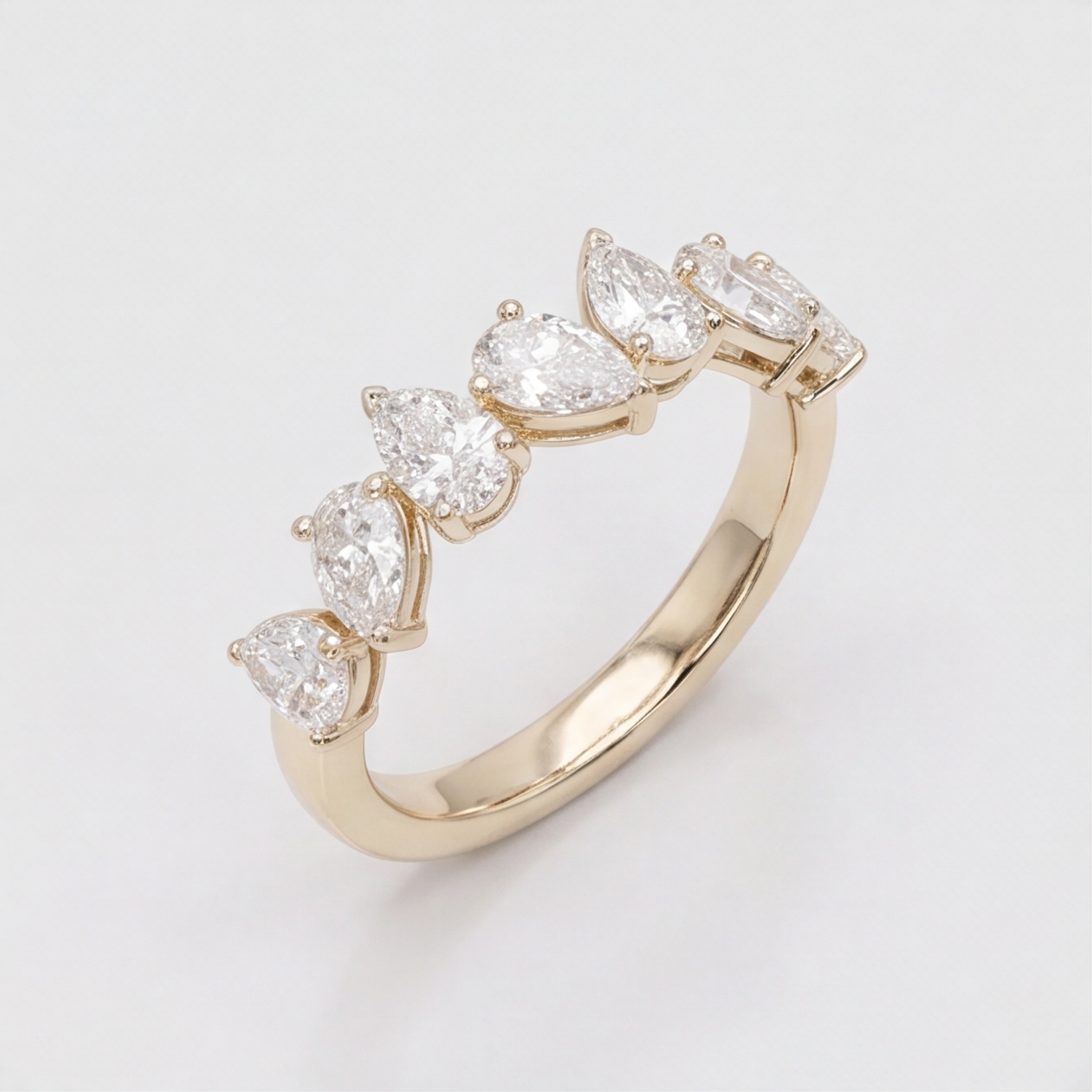 1 Ct. Lab-Grown Diamond Ring Half Eternity Pear Cut (VS-EF)