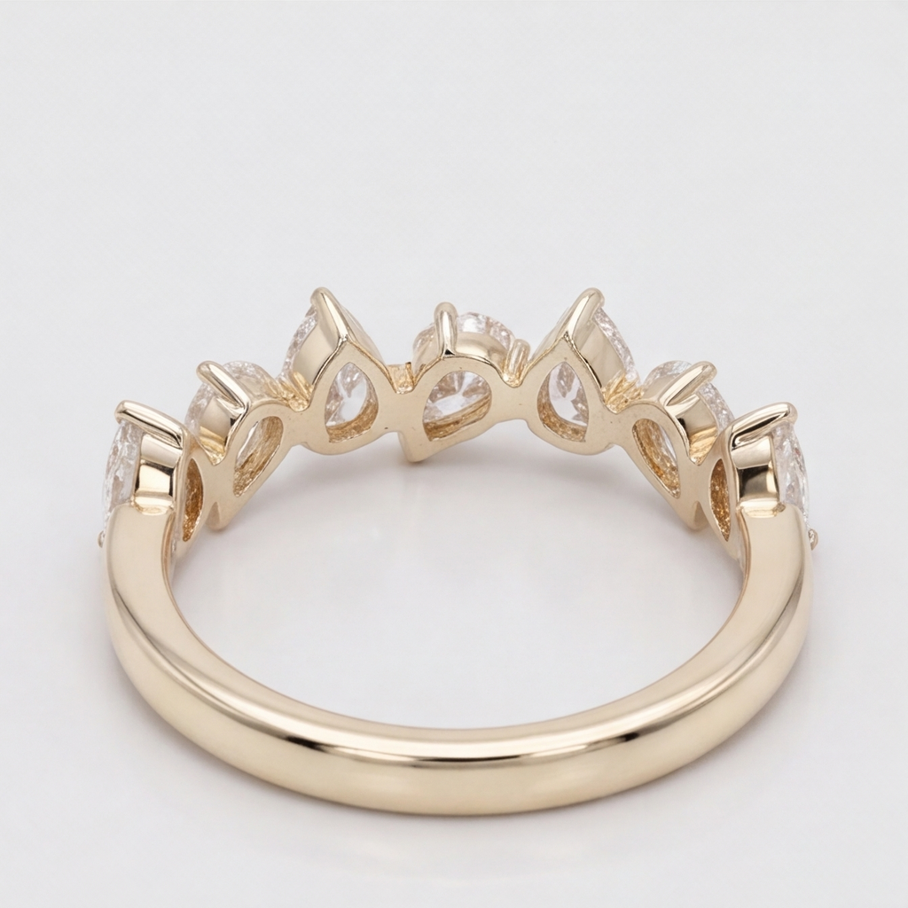 1 Ct. Lab-Grown Diamond Ring Half Eternity Pear Cut (VS-EF)