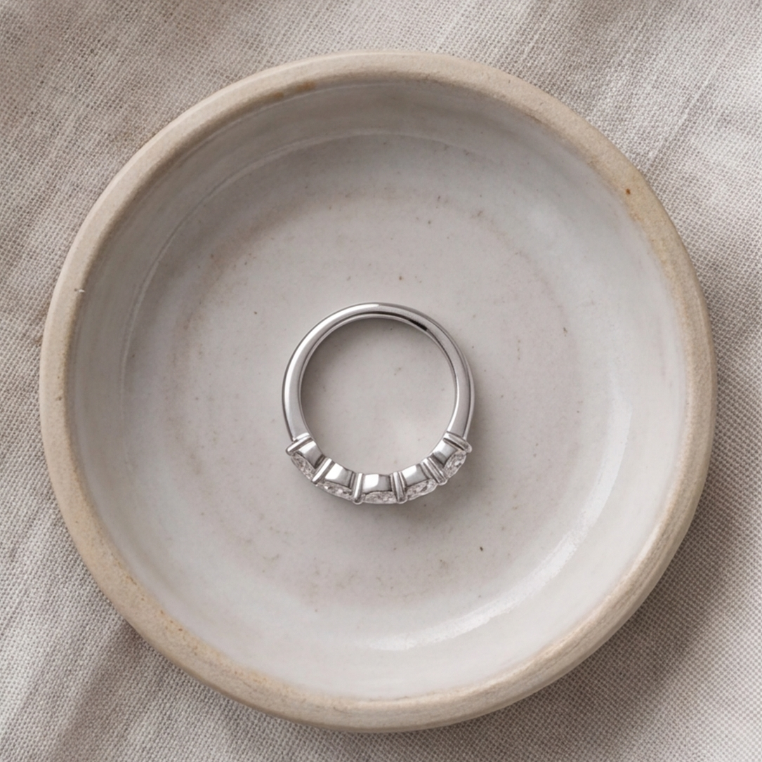1.5 Ct. Lab-Grown Diamond Half Eternity Round Cut Ring (VS-EF)