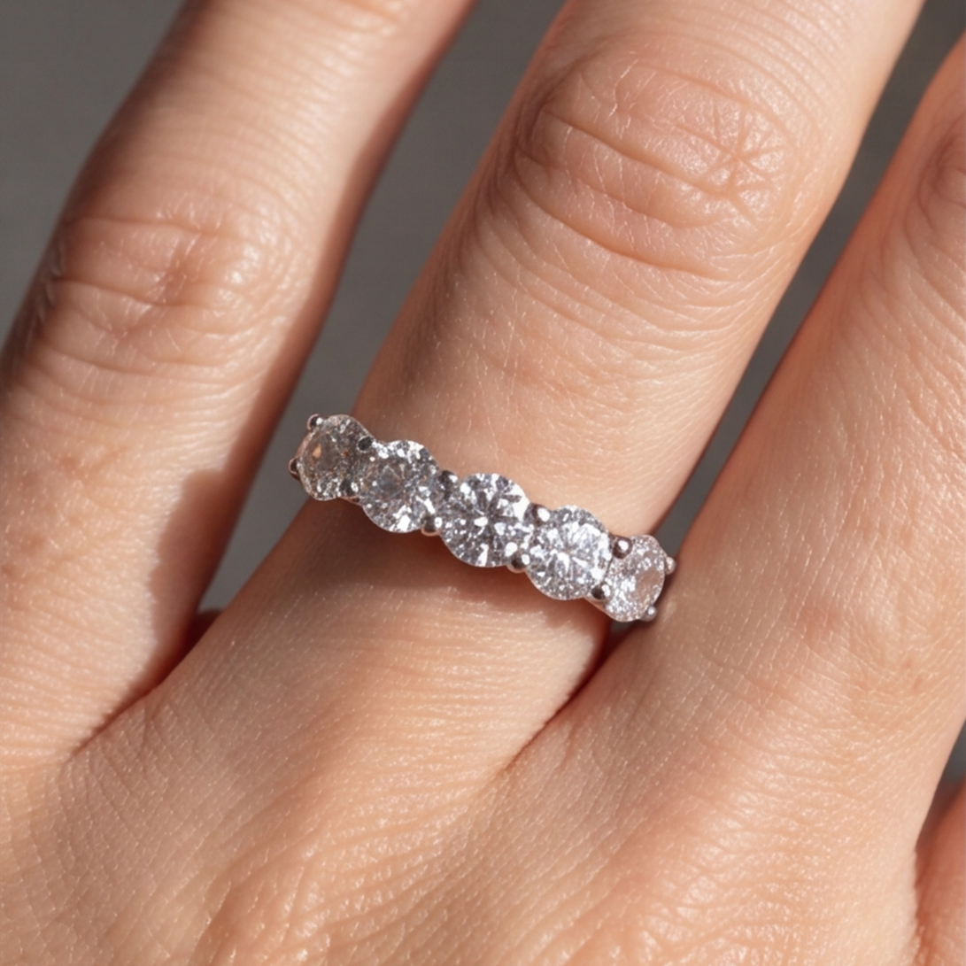 1.5 Ct. Lab-Grown Diamond Half Eternity Round Cut Ring (VS-EF)