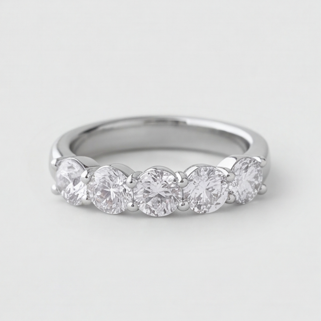 1.5 Ct. Lab-Grown Diamond Half Eternity Round Cut Ring (VS-EF)