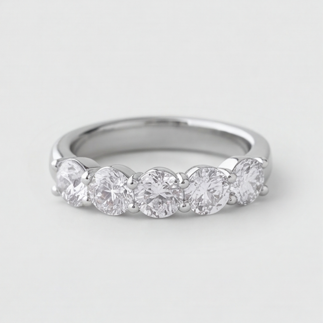 1.5 Ct. Lab-Grown Diamond Half Eternity Round Cut Ring (VS-EF)